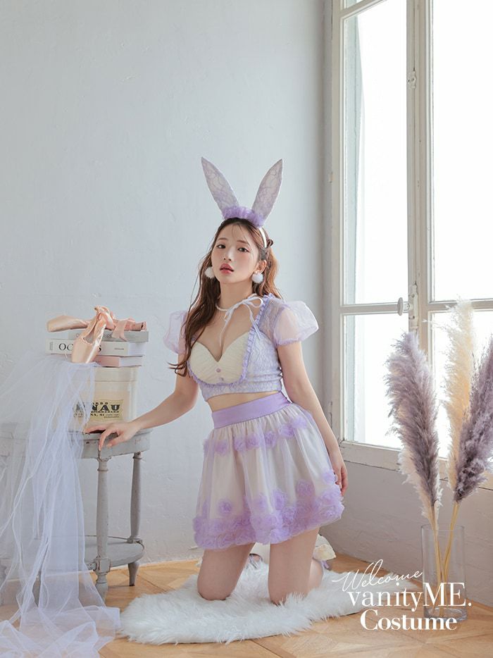 【3点セット】RoseTulle Bunny ラベンダー vcsbn-240317-3-ri