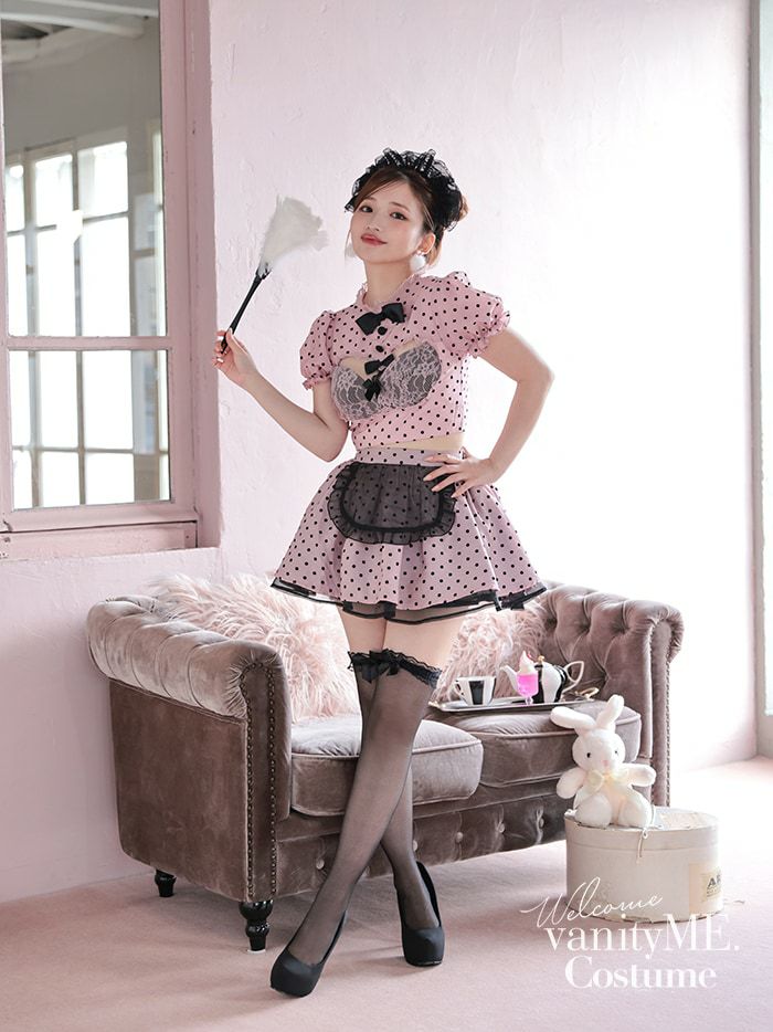 【3点セット】Polca Dots Maid. ピンク vcsmd-24571-3b-ri