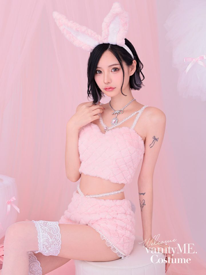 【3点セット】C'est mimi fourrure bunny パンツ ピンク vcsbn-240315-3b