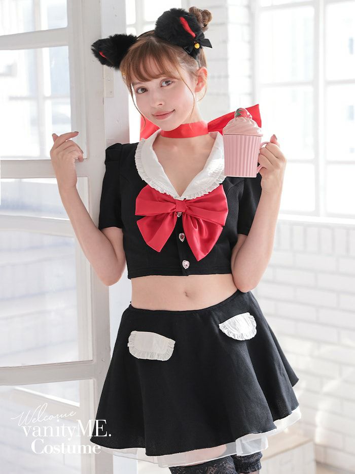 【4点セット】 Ｔ Sailor Heroine Ribbon Cat. ブラック×レッド vcsct-23971-1