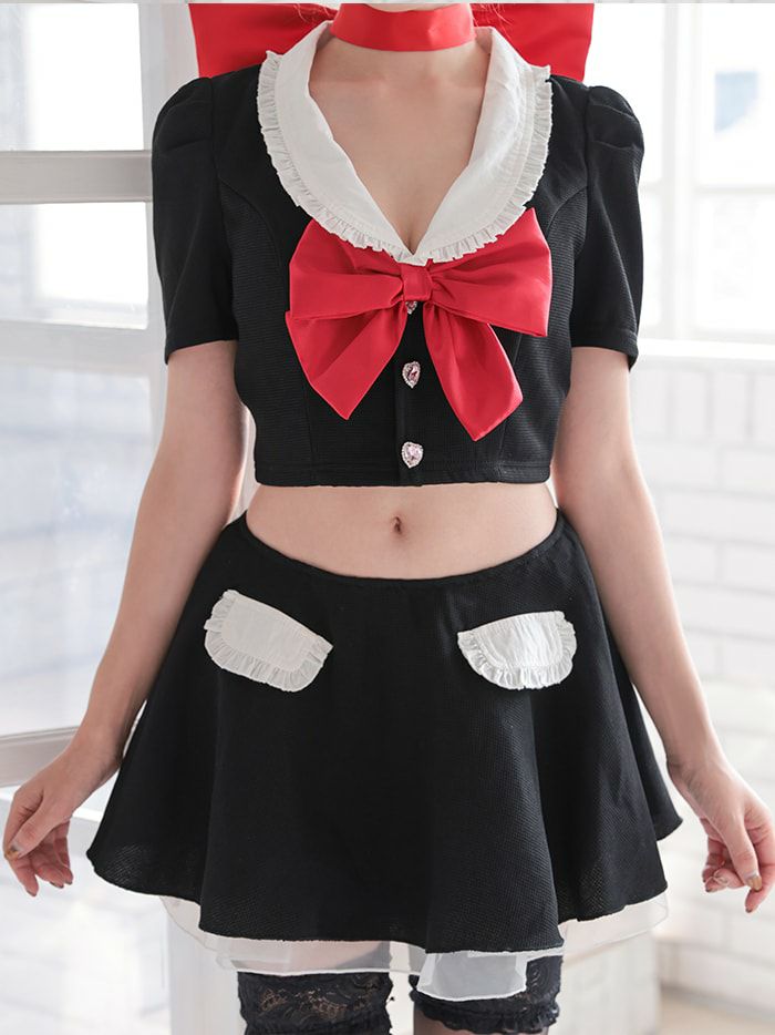 【4点セット】 Ｔ Sailor Heroine Ribbon Cat. ブラック×レッド vcsct-23971-1