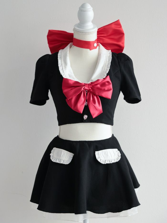 【4点セット】 Ｔ Sailor Heroine Ribbon Cat. ブラック×レッド vcsct-23971-1