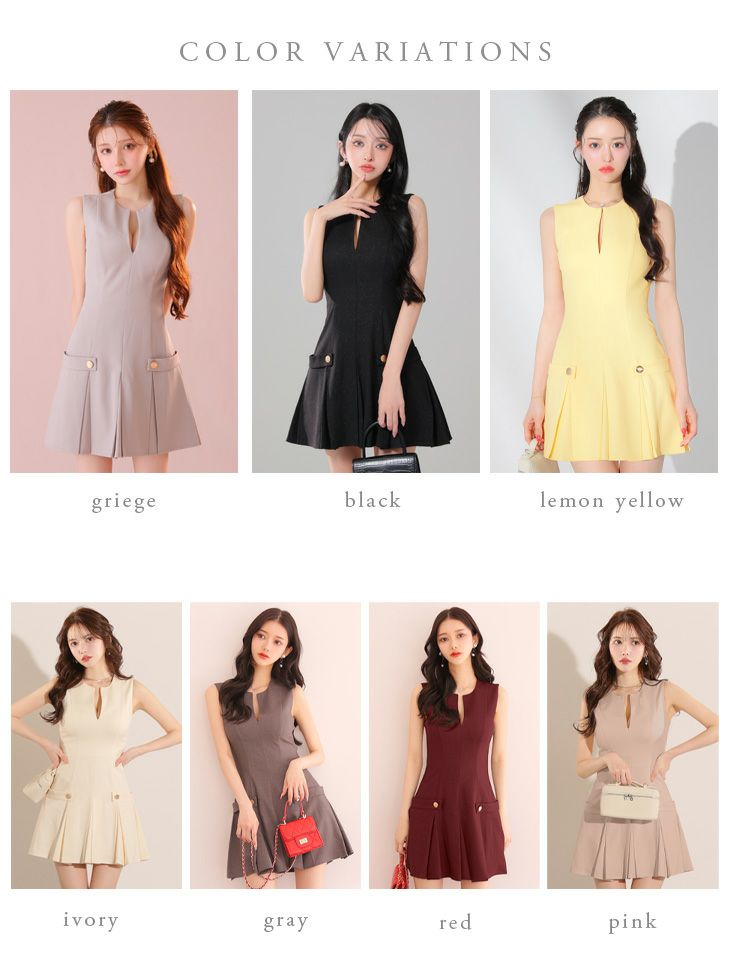 DEA. ディア バイ ローブドフルール シンプルサイドベルトモチーフノースリーブプリーツミニキャバドレス de3362-c