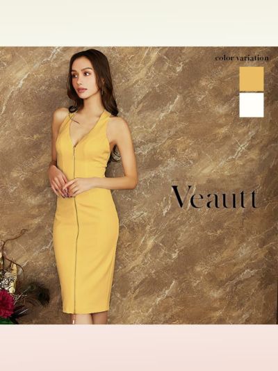Veautt タイトドレス イエロー Veautt ヴュート フロントファスナーバックオープンリング