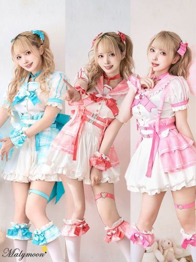 《ライトピンク:7月中旬入荷予定》【10点セット】Malymoon マリームーン -魔法少女-ファンシーチェックセーラー [ レッド/ブルー/ライトピンク ] ml10109