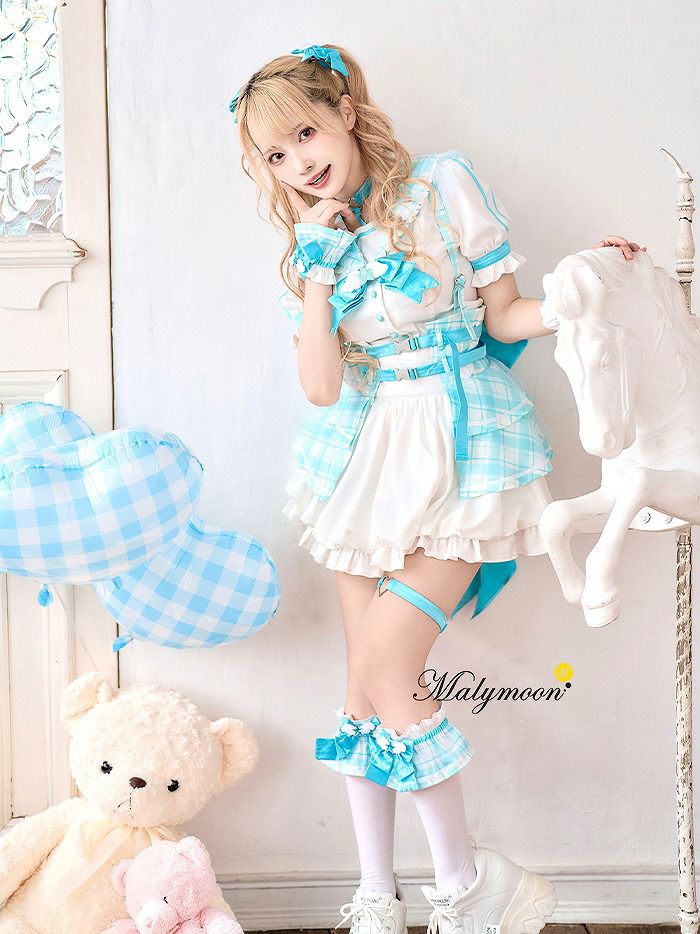 【10点セット】Malymoon マリームーン -魔法少女-ファンシーチェックセーラー [ピンク / ブルー] ml10109