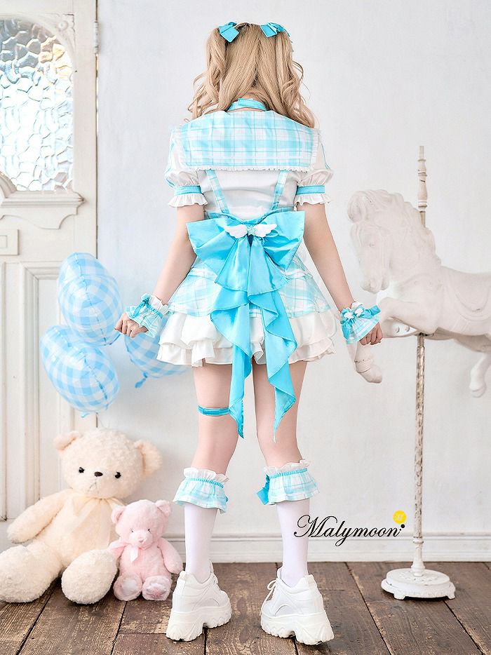 【10点セット】Malymoon マリームーン -魔法少女-ファンシーチェックセーラー [ピンク / ブルー] ml10109