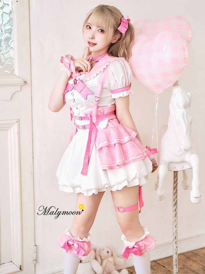 【10点セット】Malymoon マリームーン -魔法少女-ファンシーチェックセーラー [ レッド/ブルー/ライトピンク ] ml10109