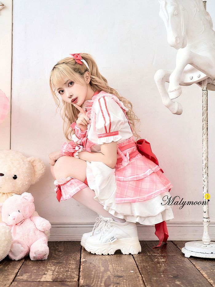 【10点セット】Malymoon マリームーン -魔法少女-ファンシーチェックセーラー [ レッド/ブルー/ライトピンク ] ml10109