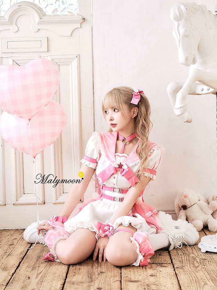 【10点セット】Malymoon マリームーン -魔法少女-ファンシーチェックセーラー [ レッド/ブルー/ライトピンク ] ml10109