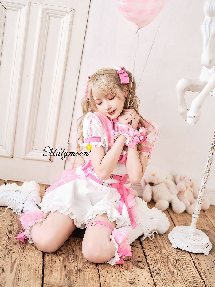 【10点セット】Malymoon マリームーン -魔法少女-ファンシーチェックセーラー [ レッド/ブルー/ライトピンク ] ml10109