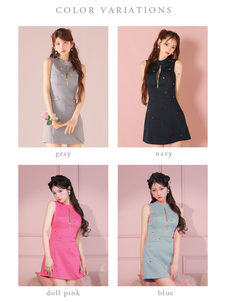 ROBE de FLEURS ローブドフルール ハートボタンキュートネスミニドレス