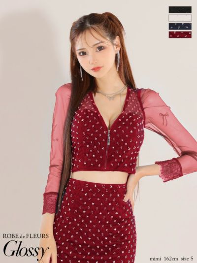 ROBE de FLEURS ローブドフルール フリルワンショルダー×ビジュー