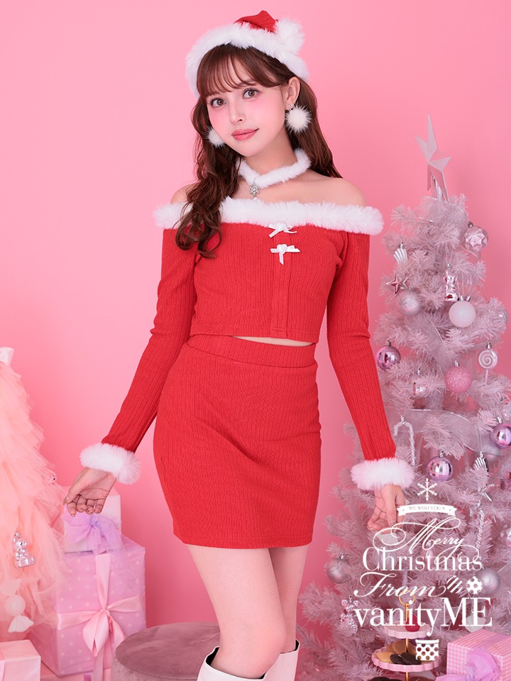 【3点セット】knit setup ニットセットアップ サンタ レッド vcsst-23985