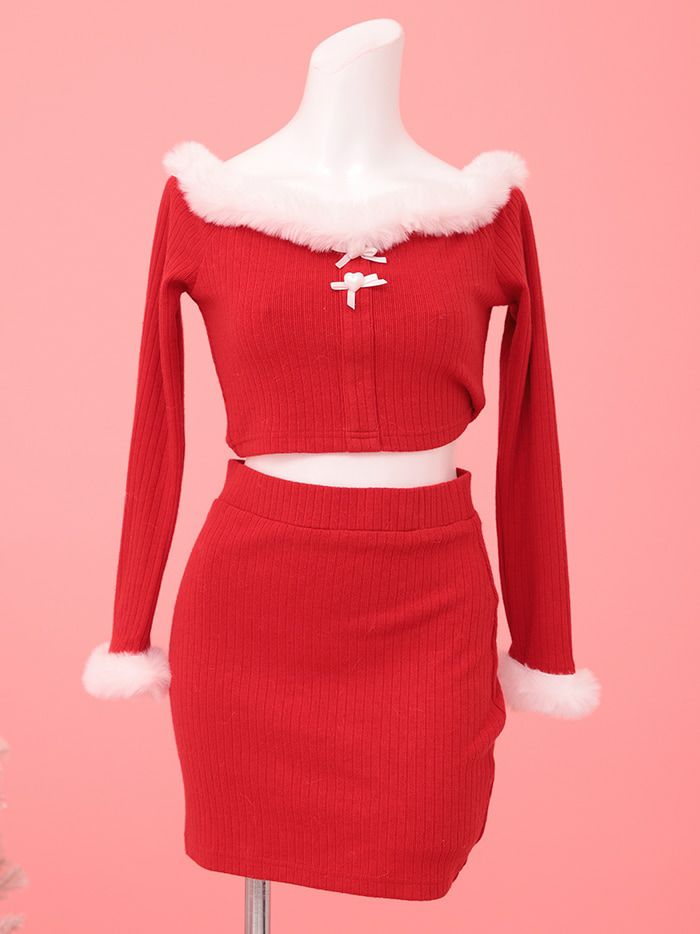 【3点セット】knit setup ニットセットアップ サンタ レッド vcsst-23985