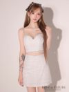 ROBE de FLEURS ローブドフルール ビジューチェーン付きラメシフォンセットアップタイトミニキャバドレス fm3434-c