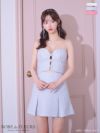 ROBE de FLEURS ローブドフルール アイボリー フロントビジューチェックツイードキャミミニキャバドレス fm3561-1
