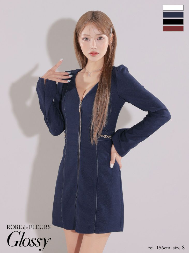 ROBE de FLEURS ネイビーキャバドレス ROBE de FLEURS 】ネイビーキャバクラドレスSサイズ