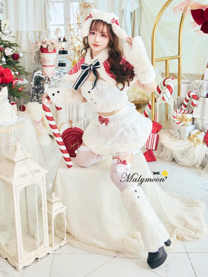 Malymoon マリームーンホワイトスフレ ニット雪うさぎサンタ てなれる 