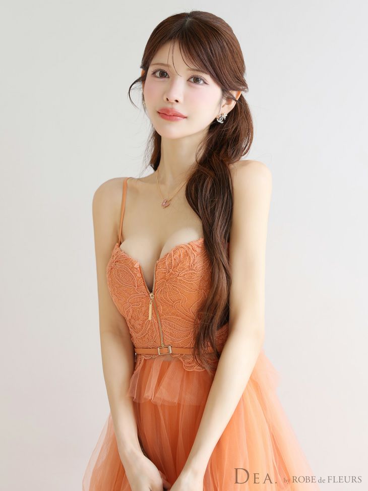 DEA. ディア バイ ローブドフルール レースティアードチュールフレアロングキャバドレス de3445-c