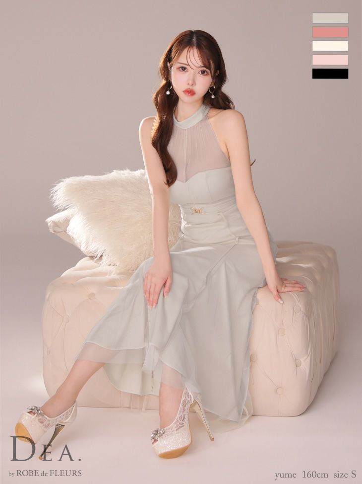 DEA. ディア バイ ローブドフルール シースルーホルターネックチュールロングキャバドレス de3567-c