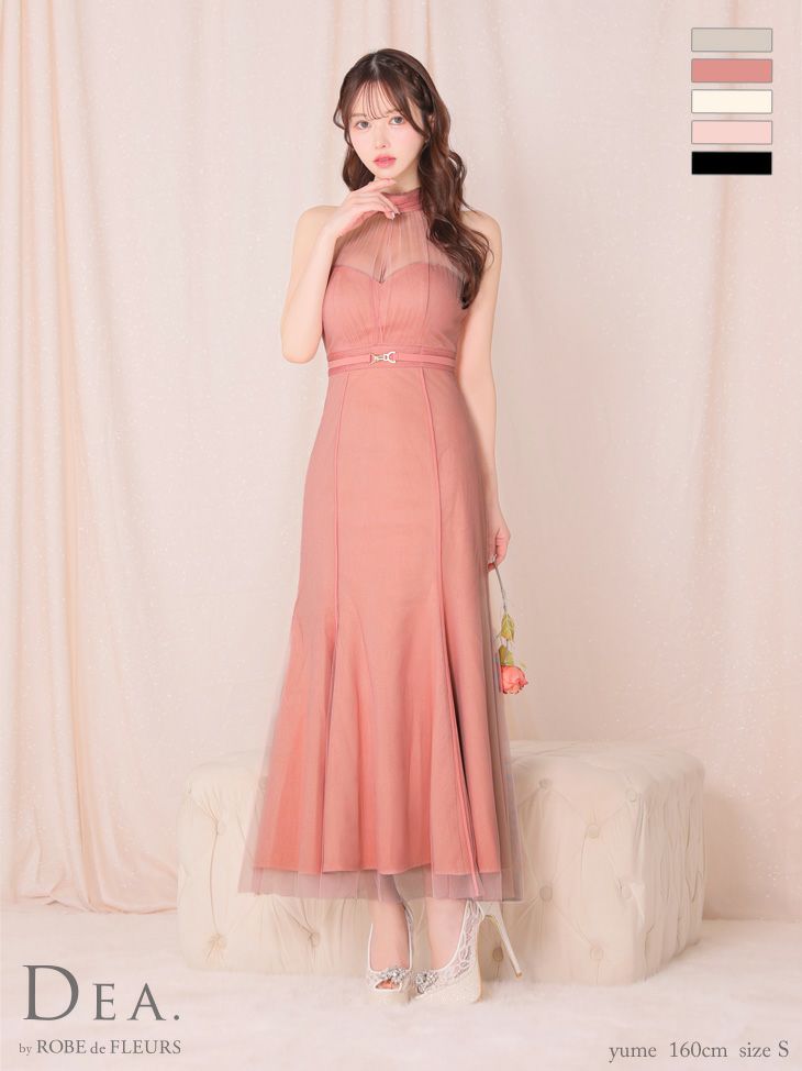 DEA. ディア バイ ローブドフルール シースルーホルターネックチュールロングキャバドレス de3567-c