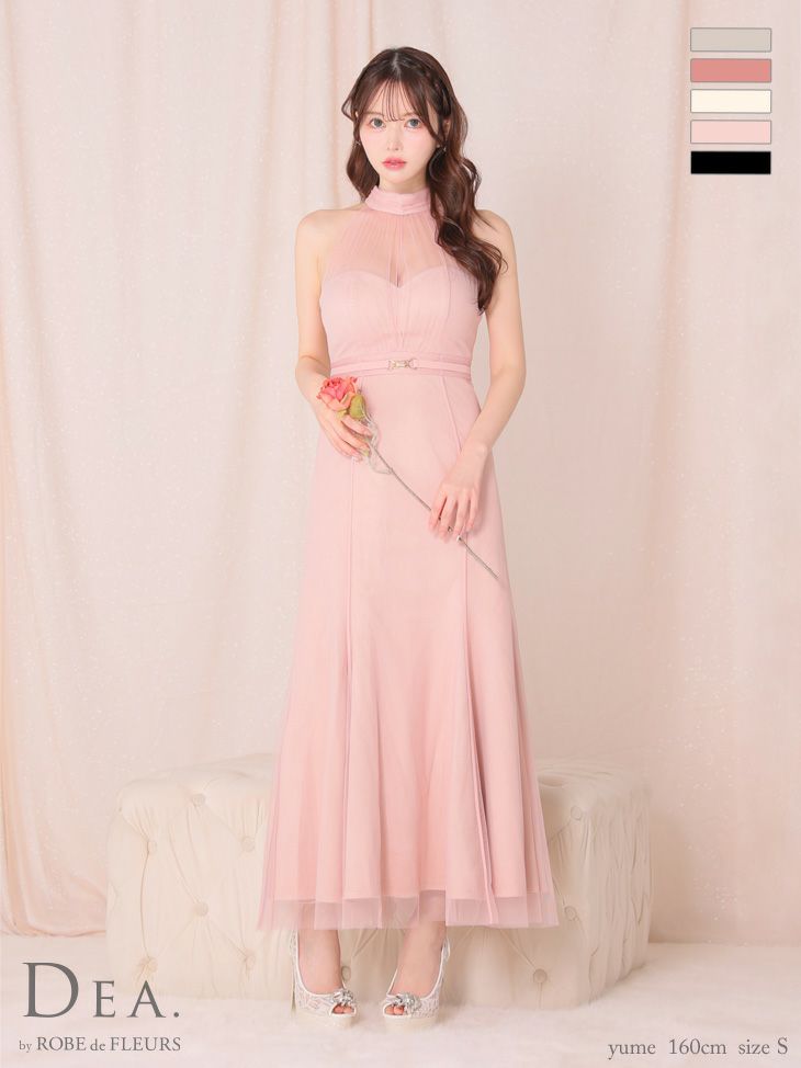 DEA. ディア バイ ローブドフルール シースルーホルターネックチュールロングキャバドレス de3567-c