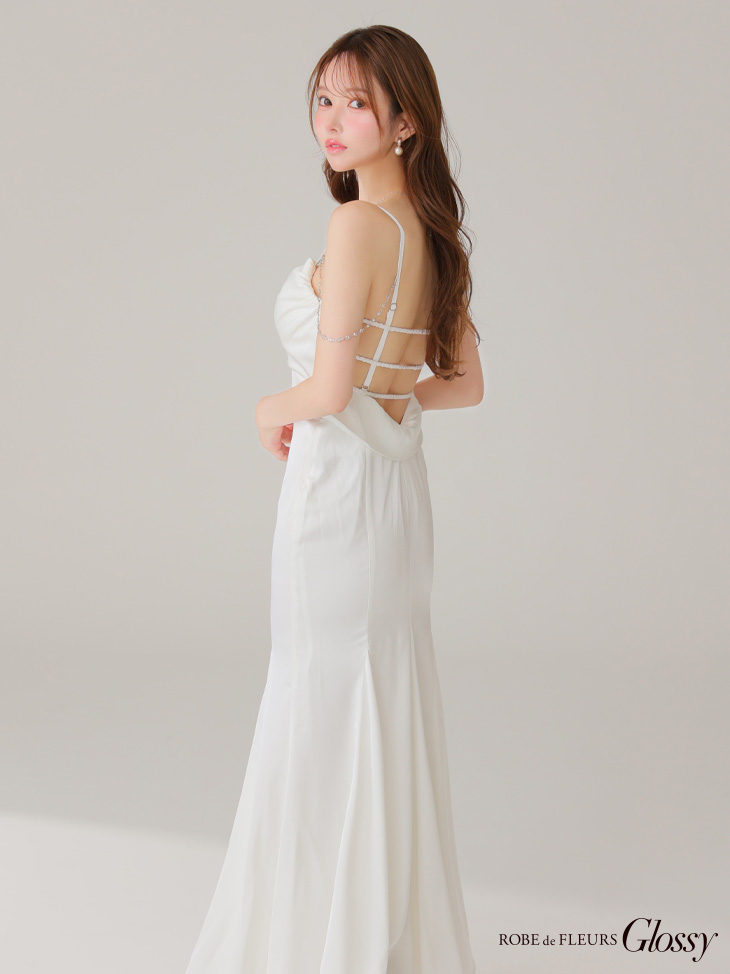 Glossy ローブドフルールグロッシー サテンバストビジューロングキャバドレス gl3768-c