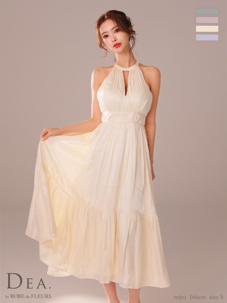 DEA. ディア バイ ローブドフルール 2way バストカットサテンリボンフレアロングキャバドレス de3366-c