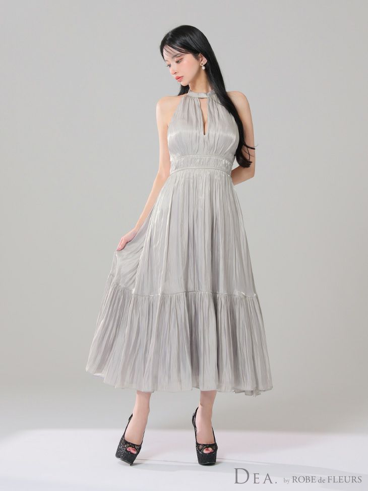 DEA. ディア バイ ローブドフルール 2way バストカットサテンリボンフレアロングキャバドレス de3366-c