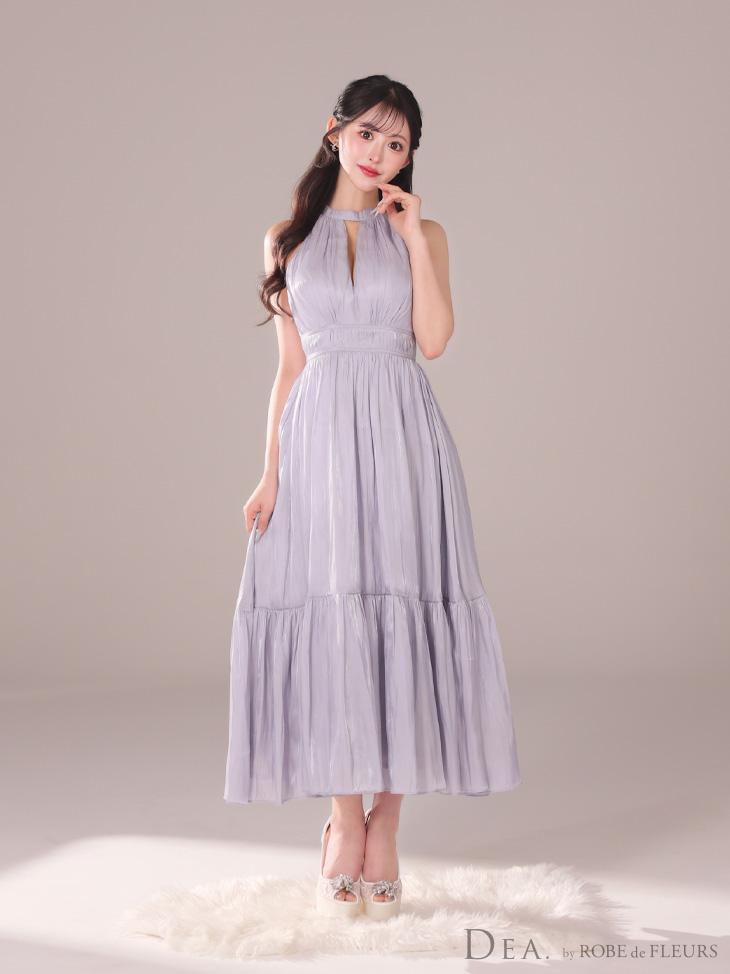 DEA. ディア バイ ローブドフルール 2way バストカットサテンリボンフレアロングキャバドレス de3366-c