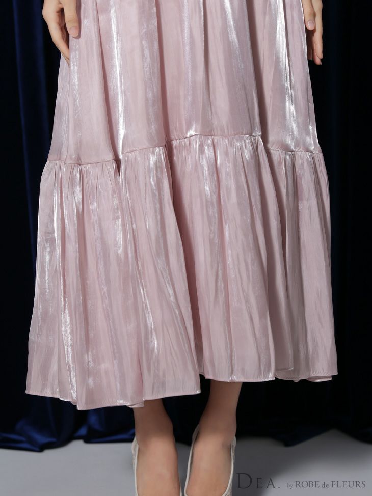 DEA. ディア バイ ローブドフルール 2way バストカットサテンリボンフレアロングキャバドレス de3366-c