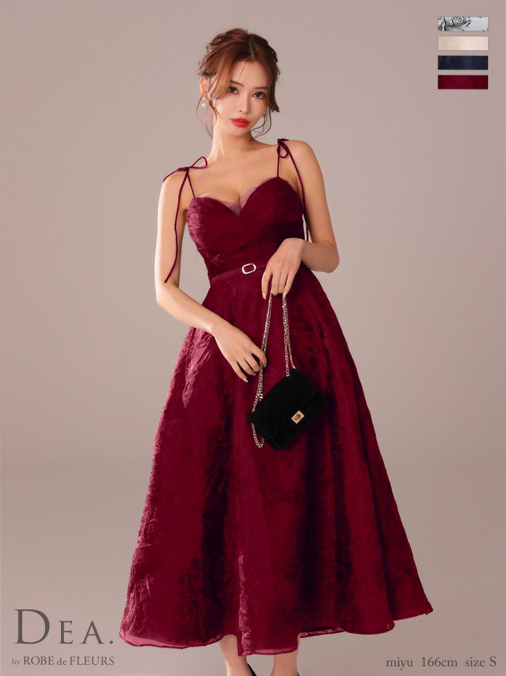 DEA. ディア バイ ローブドフルール 花柄刺繍オーガンジーフレアロング