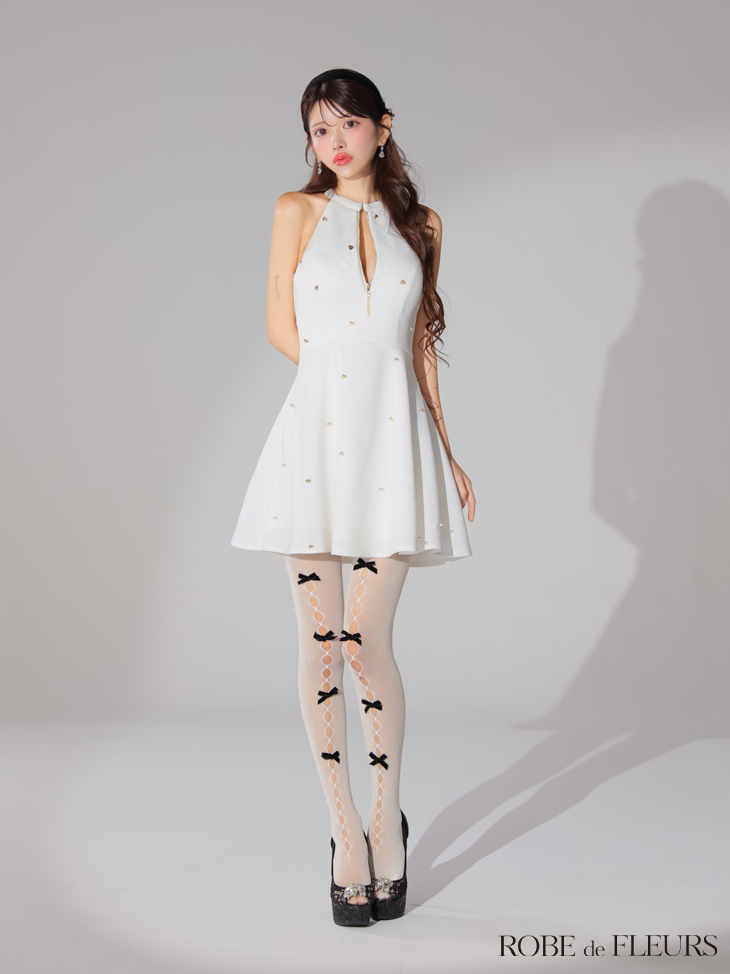 ROBE de FLEURS ローブドフルール ハートスタッズバストジップアメスリフレアミニキャバドレス fm3770-c