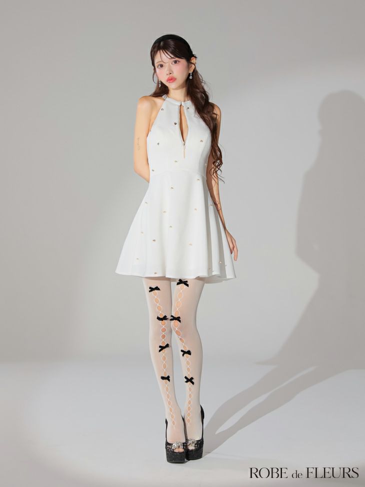 ROBE de FLEURS ローブドフルール ハートスタッズバストジップアメスリフレアミニキャバドレス fm3770-c