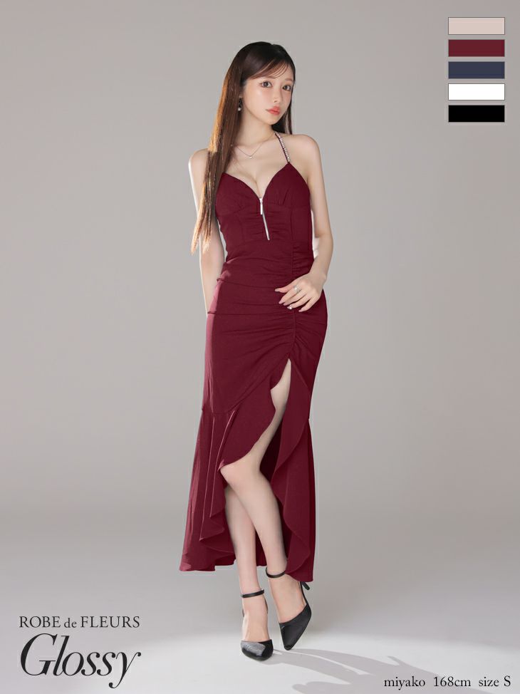 ROBE de FLEURS かっこよ グロッシードレス M ワインレッド