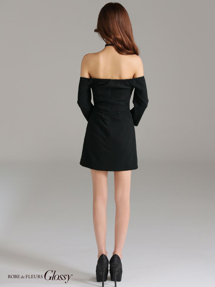 Glossy ローブドフルールグロッシー オフショルホルターバストスリットミニキャバドレス gl3585-c