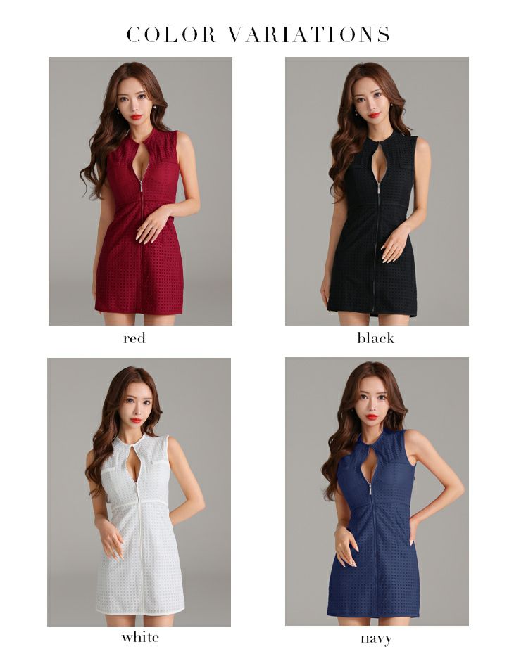 Glossy ローブドフルールグロッシー シンプルノースリーブバストジップタイトミニキャバドレス gl3580-c