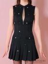 ROBE de FLEURS ローブドフルール アイボリー ハートビジューバストジッププリーツミニキャバドレス fm3782-2