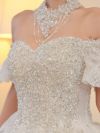 【2点セット】vanityME.couture. バニティミークチュール ダイヤモンド クリスタルビジュー オフショル チューリップスリーブ チョーカーネックレス付き プリンセス 姫 ウエディングドレス ロングドレス ホワイト vctr-t-24109