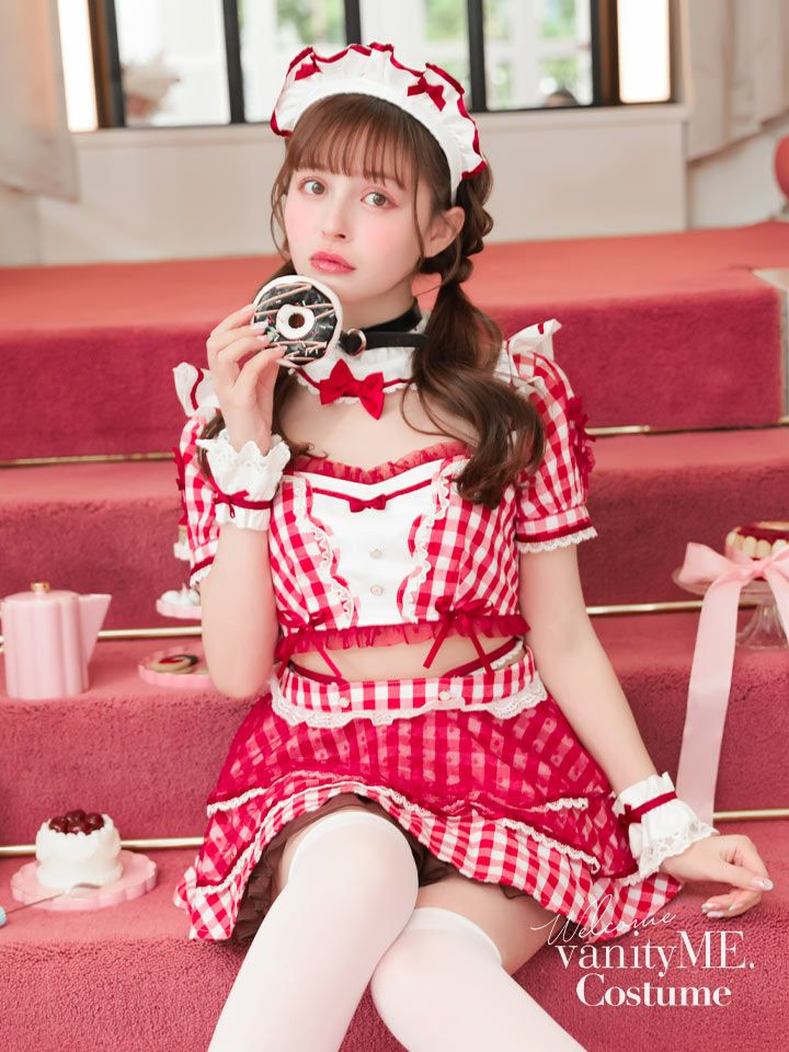 【8点セット】Malymoon マリームーン ギンガムポップバレンタインチェックメイド [ レッド ] ml10208