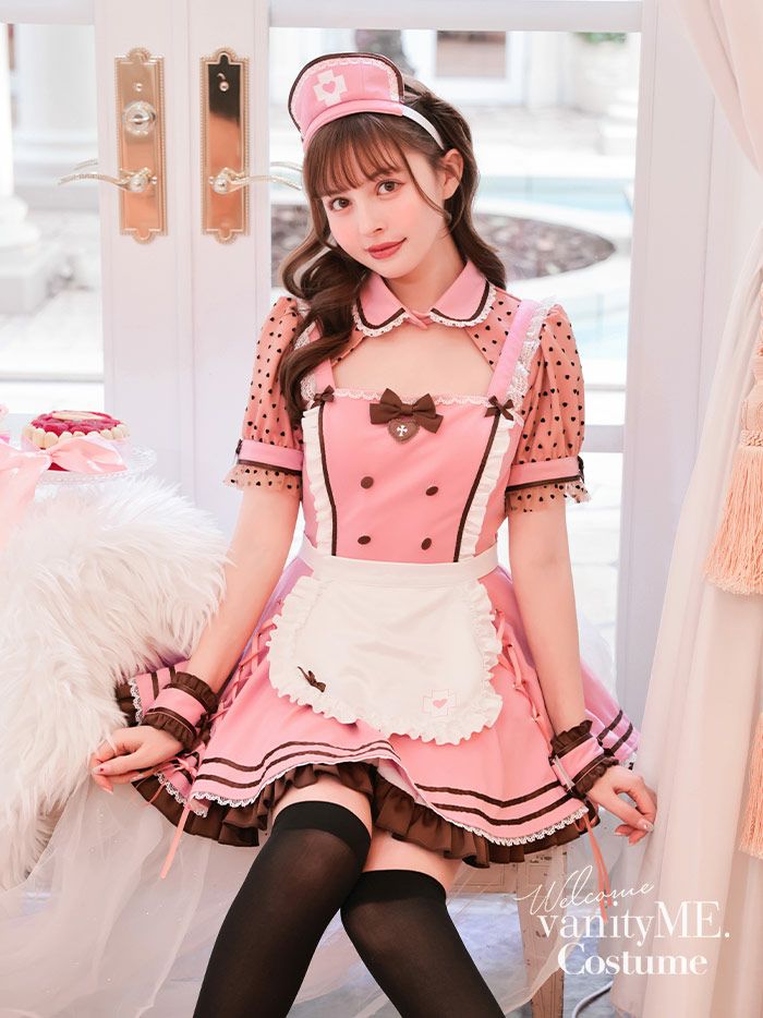 【6点セット】Malymoon マリームーン ハートドットショコラナース [ ピンク/レッド ] ml10209