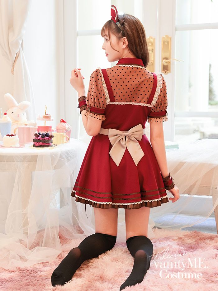 【6点セット】Malymoon マリームーン ハートドットショコラナース [ ピンク/レッド ] ml10209