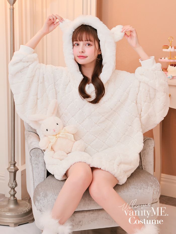 ふわふわ＆もこもこ シロクマパーカー ホワイト 【ポンポンなし】 vcsot-7738-1