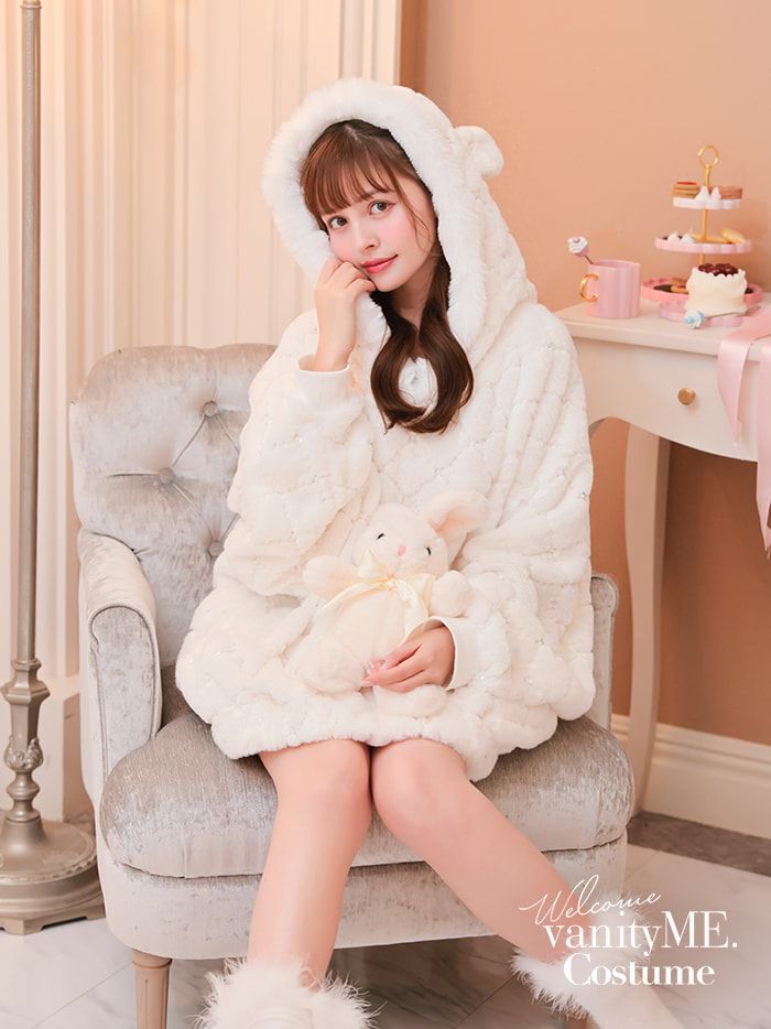 ふわふわ＆もこもこ シロクマパーカー ホワイト 【ポンポンなし】 vcsot-7738-1