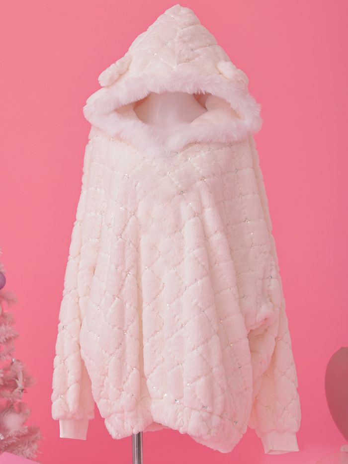 ふわふわ＆もこもこ シロクマパーカー ホワイト 【ポンポンなし】 vcsot-7738-1