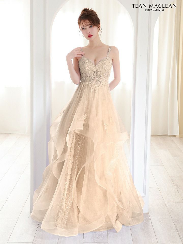 ジャンマクレーン ピンクベージュ ロングドレス マーメイド Lサイズ