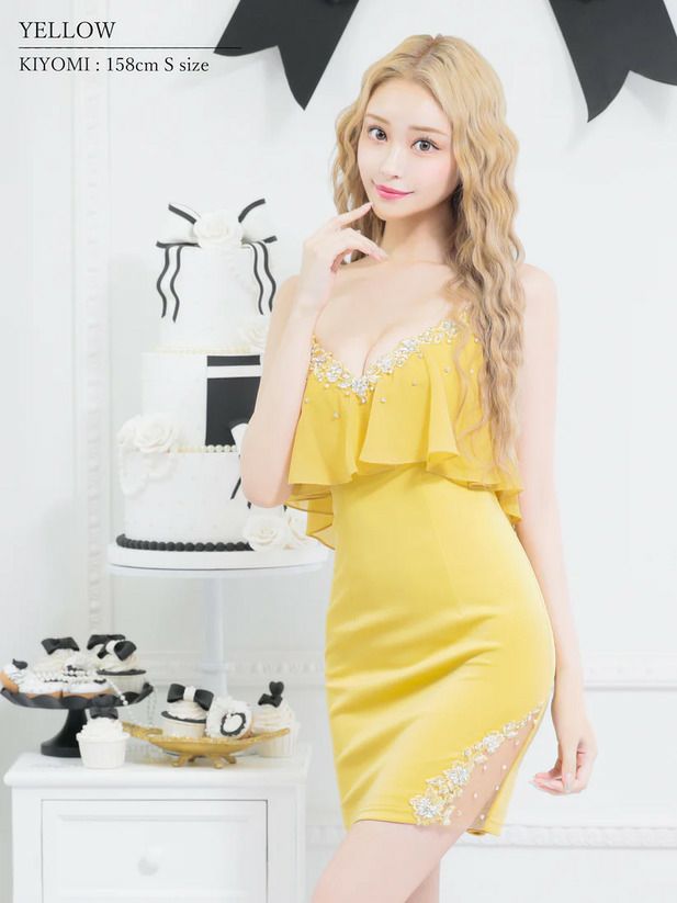 AngelR エンジェルアール バストシフォンフラワーレースビジューメッシュタイトマイクロミニドレス サックス ar25201-3