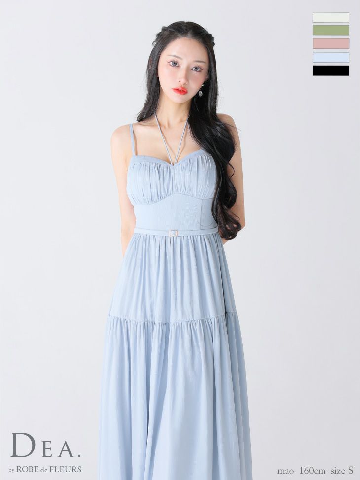 DEA. ディア バイ ローブドフルール ラメシフォンフレアロングキャミキャバドレス de3374-c