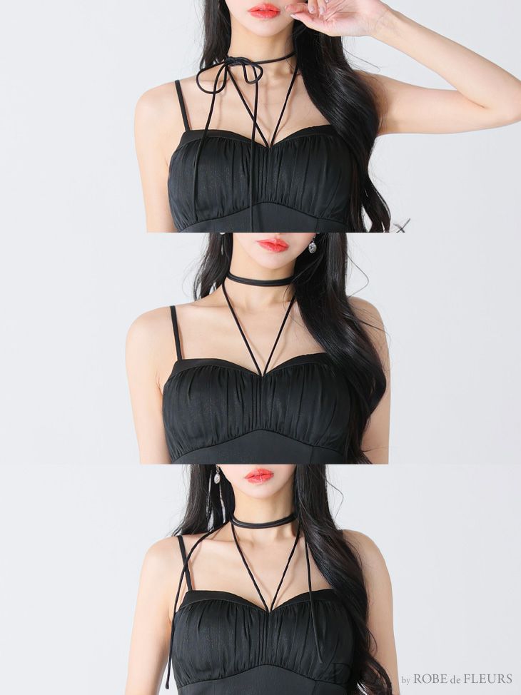 DEA. ディア バイ ローブドフルール ラメシフォンフレアロングキャミキャバドレス de3374-c